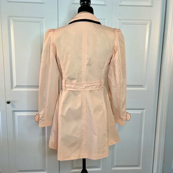 XXI twist Elegant Women's Double feasted Peach/black Trench Coat, M , NWT - Picture 4 of 17